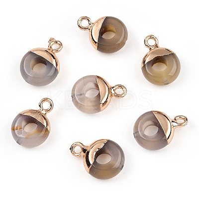 Natural Dragon Veins Agate Flat Round/Donut Charms G-I347-15-1