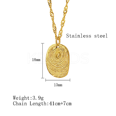 304 Stainless Steel Textured Oval Pendant Necklaces QQ8734-1-1