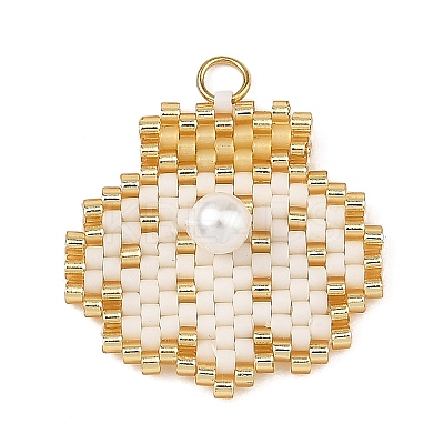 Shell Pearl & Glass Seed Beaded Pendants PALLOY-MZ01437-01-1