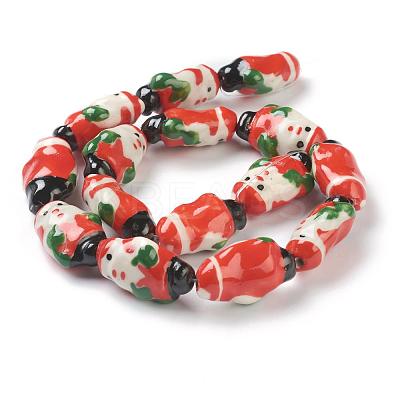Handmade Porcelain Christmas Santa Claus Beads Strands PORC-G006-18-1