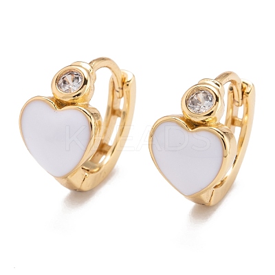 Brass Micro Pave Clear Cubic Zirconia Huggie Hoop Earrings EJEW-P187-A-1
