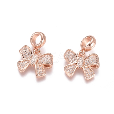 Brass Micro Pave Cubic Zirconia European Dangle Charms X-ZIRC-E163-15RG-1