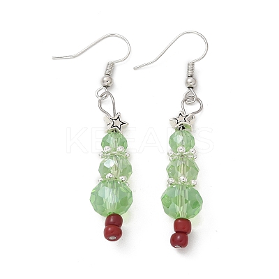 Christmas Glass Beads Dangle Earrings EJEW-JE01624-1