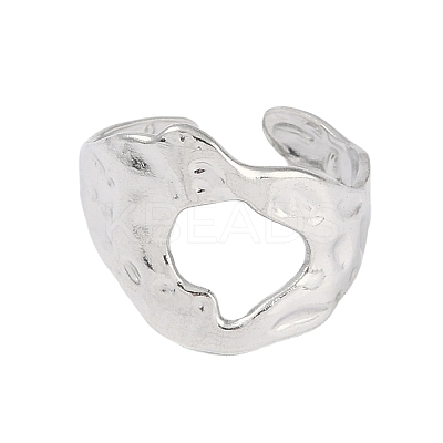 Non-Tarnish 304 Stainless Steel Textured Open Cuff Rings LS-RJEW-C095-08A-P-1