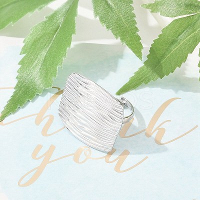 Anti-Tarnish 304 Stainless Steel Rectangle Open Cuff Rings RJEW-M047-12P-1
