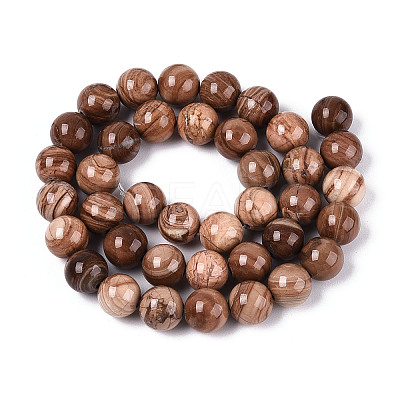 Natural Wood Lace Stone Wooden Jasper Beads Strands G-T143-30A-04-1