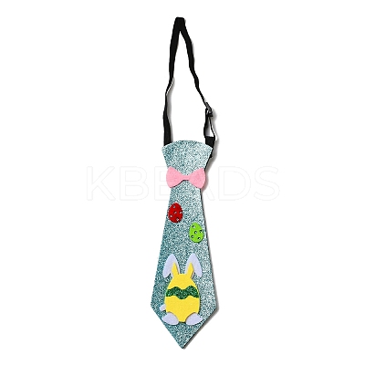 Easter Theme Rabbit Egg Glitter Felt Necktie AJEW-C030-01D-1
