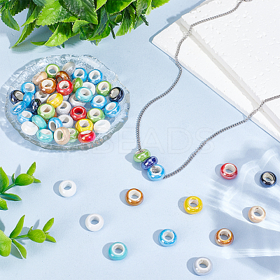 70Pcs Electroplate Porcelain Beads PORC-HY0001-16-1