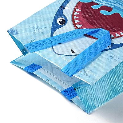 Cartoon Printed Shark Non-Woven Reusable Folding Gift Bags with Handle LS-ABAG-F009-D01-1