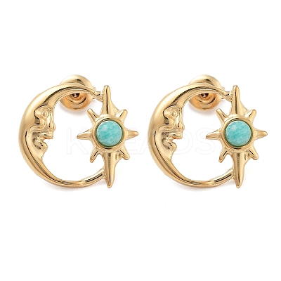 304 Stainless Steel Moon Stud Earrings EJEW-I314-01B-1
