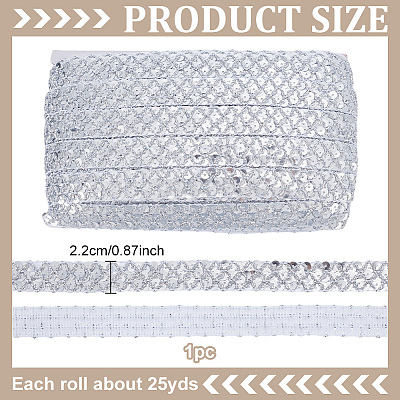 Polyester with PVC Paillette Lace Trim Ribbon OCOR-WH0101-91B-1