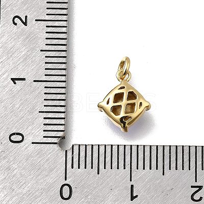 Rhombus Brass with Glass Charms KK-G525-02G-01-1