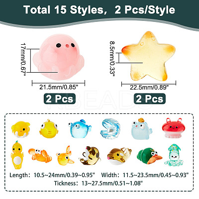 30Pcs 15 Style Resin Display Decoration DJEW-GL0001-01-1