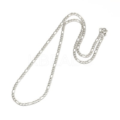304 Stainless Steel Figaro Chain Necklace Making STAS-A028-N022MP-1