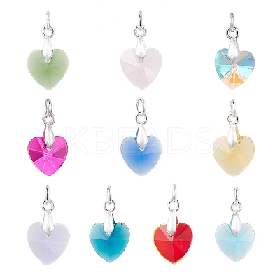 10Pcs 10 Colors Glass Pendants PALLOY-JF04543-1