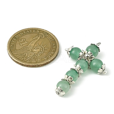 Natural Green Aventurine Copper Wire Wrapped Pendants PALLOY-TA00066-01-1