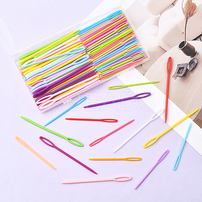 100Pcs 2 Styles Plastic Yarn Knitting Needles SENE-SP0001-02-1