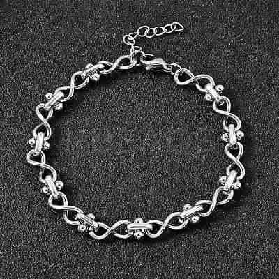 304 Stainless Steel Infinity Link Chain Bracelets for Women BJEW-K226-14B-P-1