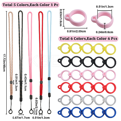 5Pcs 5 Colors Nylon Cord Neck Straps DIY-GF0008-30-1