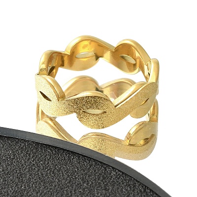 Textured Infinity 304 Stainless Steel Finger Ring for Women RJEW-L126-07B-G-1