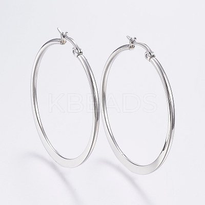 Tarnish Resistant 304 Stainless Steel Big Hoop Earrings LS-EJEW-F105-19P-1