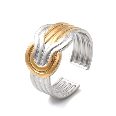 Adjustable 304 Stainless Steel Cuff Rings for Women RJEW-B150-01GP-02-1