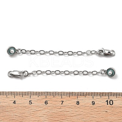 Brass Enamel ABS Imtation Pearl End with Chain KK-B129-27P-03-1