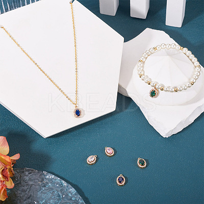 4Pcs 4 Colors Brass Micro Pave Cubic Zirconia Pendants KK-TA0002-58-1
