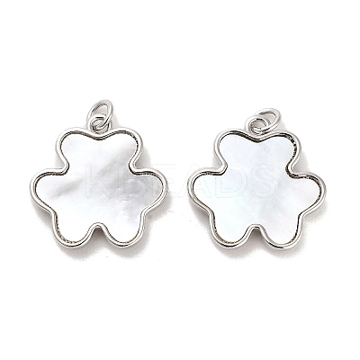 Brass Pave Shell Pendants KK-K365-08A-P-1