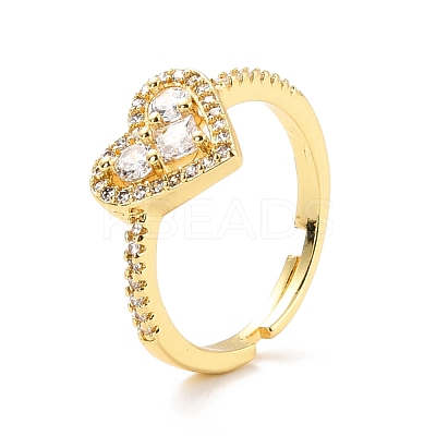 Heart Cubic Zirconia Adjustable Finger Ring for Valentine's Day RJEW-C004-02-RS-1