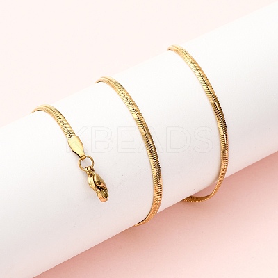 2.5MM 304 Stainless Steel Flat Snake Chain Necklaces NJEW-P338-05G-1