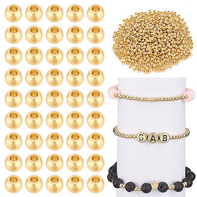 600Pcs Rack Plating Brass Round Spacer Beads KK-PH0005-84-1