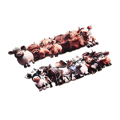 12Pcs UV Single Face Printed Wood Cattle Pendant Decorations WOOD-N020-05-1