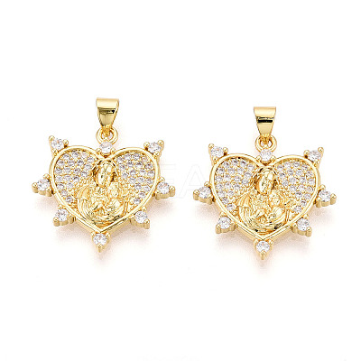 Brass Micro Pave clear Cubic Zirconia Pendants ZIRC-N039-165-NF-1