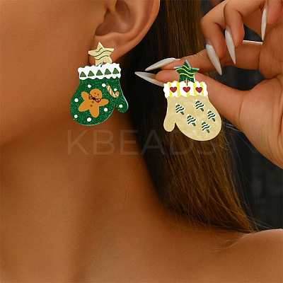 Christmas Theme Acrylic Dangle Stud Earrings FS-WG16439-04-1