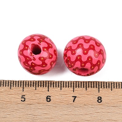 Christmas Printed Schima Wood European Beads WOOD-I015-01P-1