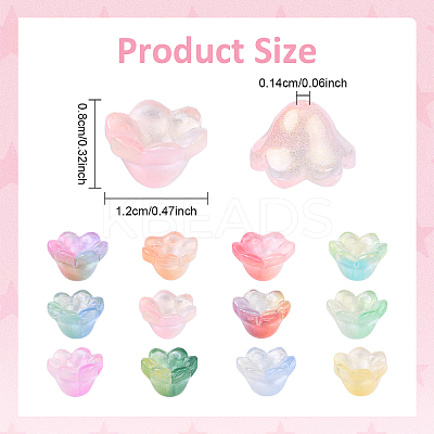 144G 12 Colors Transparent Glass Bead Caps GLAA-YW0005-26-1