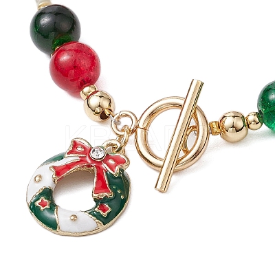 Christmas Theme Glass Beaded Bracelets BJEW-JB10940-1
