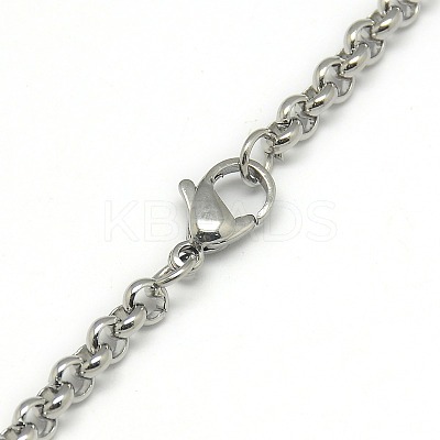 Tarnish Resistant Trendy Unisex 201 Stainless Steel Cross Rolo Chain Necklaces NJEW-L043B-09P-1