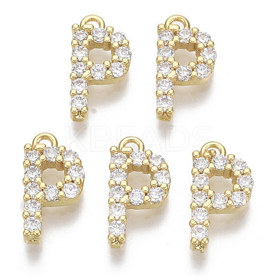 Brass Micro Pave Cubic Zirconia Charms KK-T060-05-P-G-NF-1