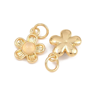 Natural White Jade Flower Charms KK-B157-18G-02-1