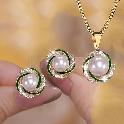 Alloy Rhinestone Pendant Necklace & Stud Earring Sets for Women FS-WGAF6CC-04-1
