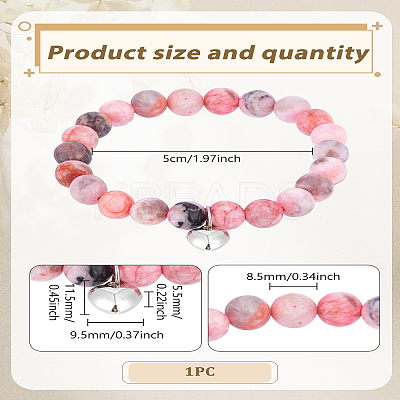1Pc Heart Alloy Charm Bracelets BJEW-LP0015-23-1
