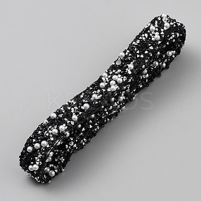 Resin Rhinestone with Plastic Imitation Pearl Beaded Trim DIY-WH0671-030B-1