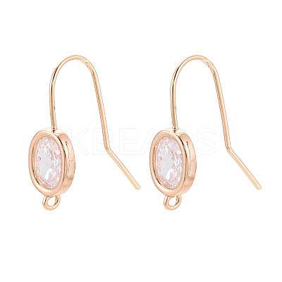 Brass Micro Pave Clear Cubic Zirconia Earring Hooks KK-N267-35G-1