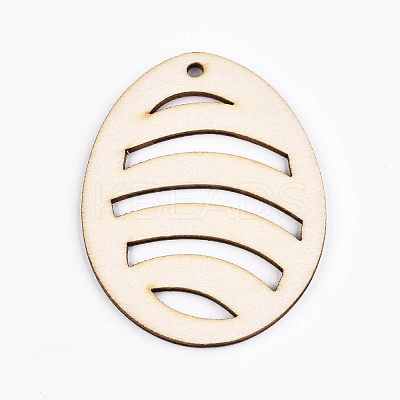 Undyed Natural Wooden Big Pendants WOOD-S058-011-1