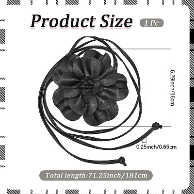 Flower PU Leather Wrap Waist Belts for Women AJEW-WH20816-058A-1