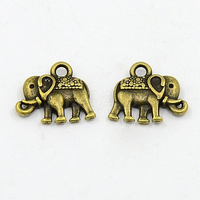 Vintage Elephant Charms A-PALLOY-ZN-47017-AB-F-1