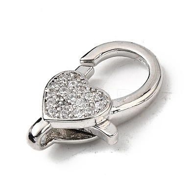 Brass Clear Cubic Zirconia Lobster Claw Clasps KK-Z078-46A-P-1