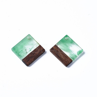 Transparent Resin & Walnut Wood Pendants RESI-T035-31A-1